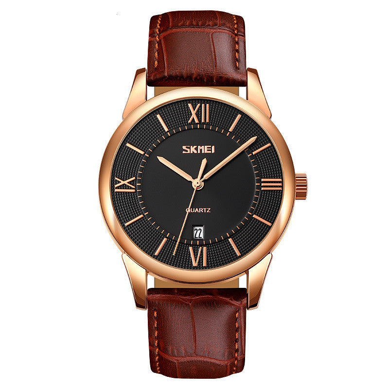 Orologi da polso da uomo Skmei al quarzo, impermeabili, in acciaio inossidabile, con cinturino in pelle originale, di lusso, impermeabili