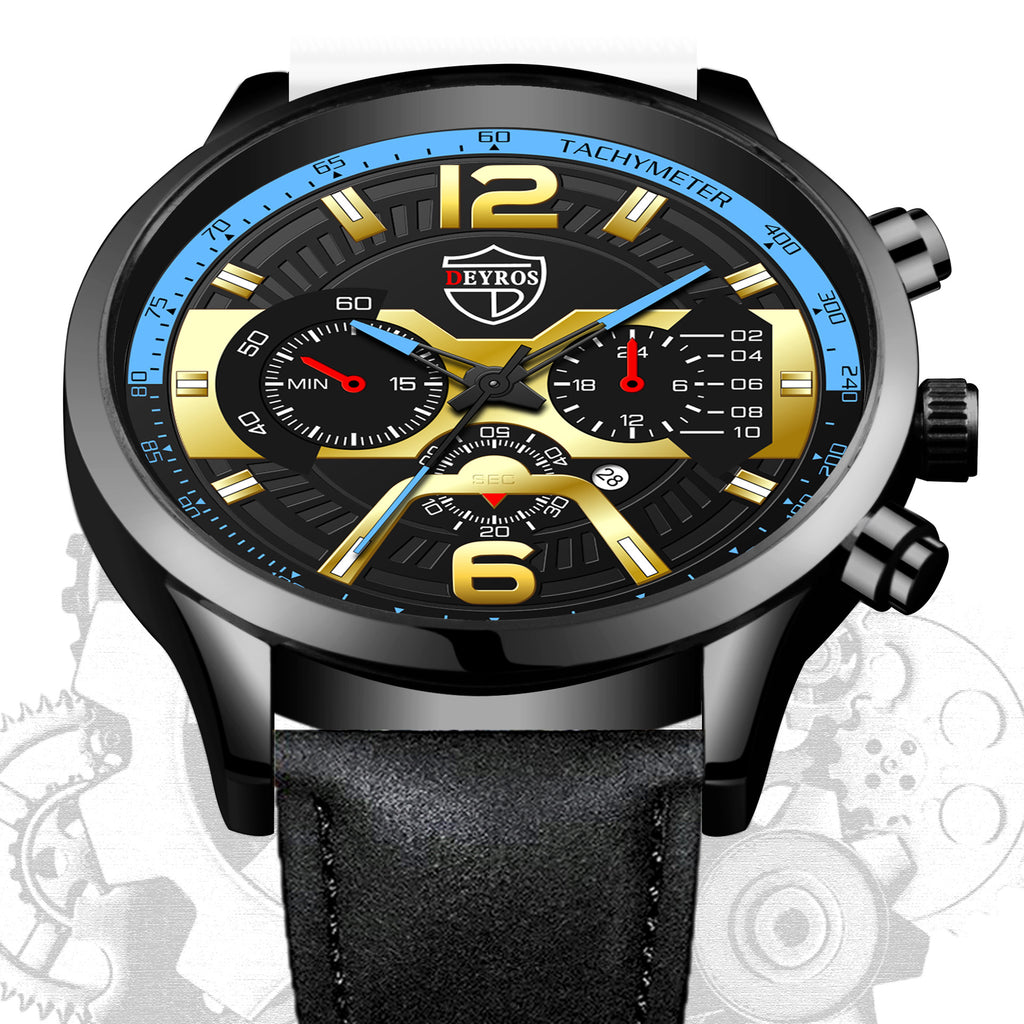 Orologio Automatico da Uomo Deyros Fashion Business Casual al Quarzo Impermeabile con Cinturino in Pelle