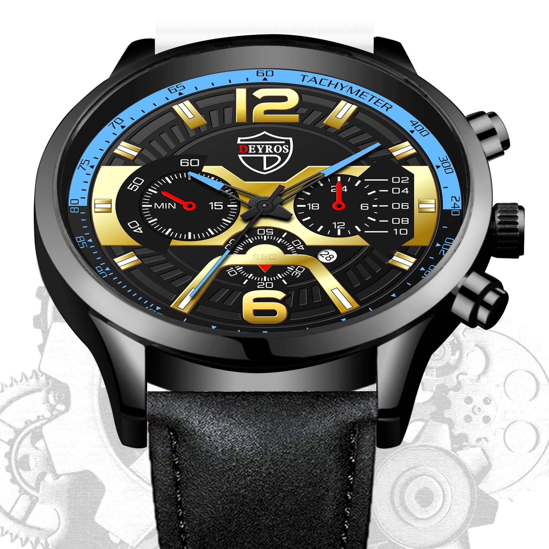 Orologio Automatico da Uomo Deyros Fashion Business Casual al Quarzo Impermeabile con Cinturino in Pelle