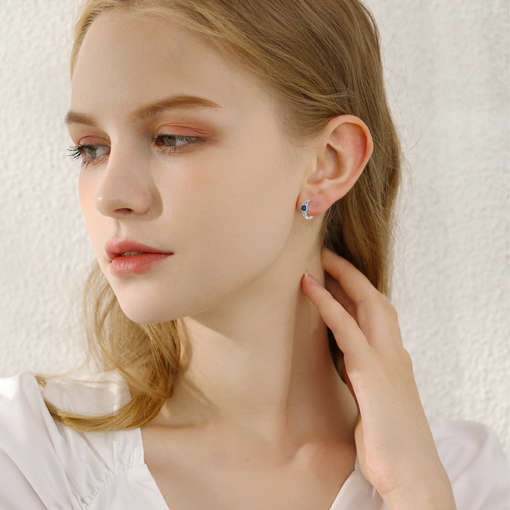 Hypoallergene Keltische maansteen oorbellen van sterling zilver voor vrouwen
