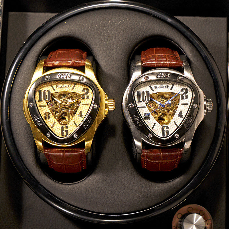 Orologio meccanico da uomo casual in stile europeo e americano con triangolo cavo