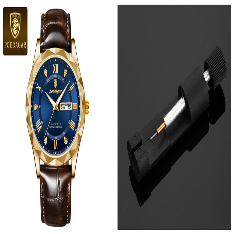 POEDAGAR Luxury Business Men's Wrist Watch Waterproof Luminous Date Week Men's Watch for Men Quartz Watch Leather Men's Watches reloj - Acquisti Online