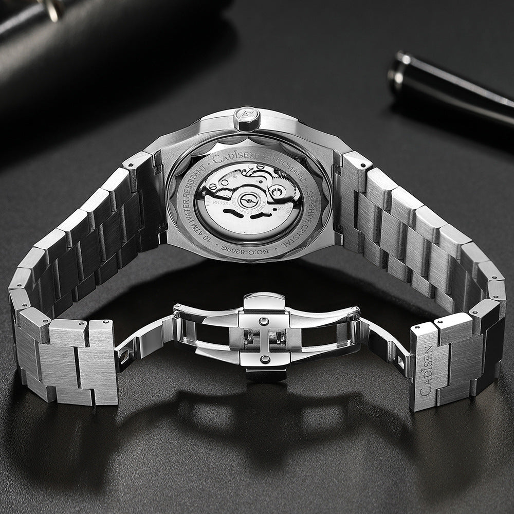 Orologio da uomo CADISEN con movimento meccanico completamente automatico, alla moda e da lavoro