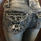 European And American Hot Pants Rhinestone Elastic Slim Fit Slimming Skinny Denim Trousers - Acquisti Online