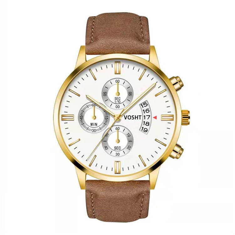 Men's Business Watch Three-eye six-point scale with calendar watch