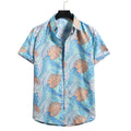 Man Fashionable Flower Design 3D Design Floral Cotton Vintage Blank Print High Quality V Neck Casual Hawain Shirt