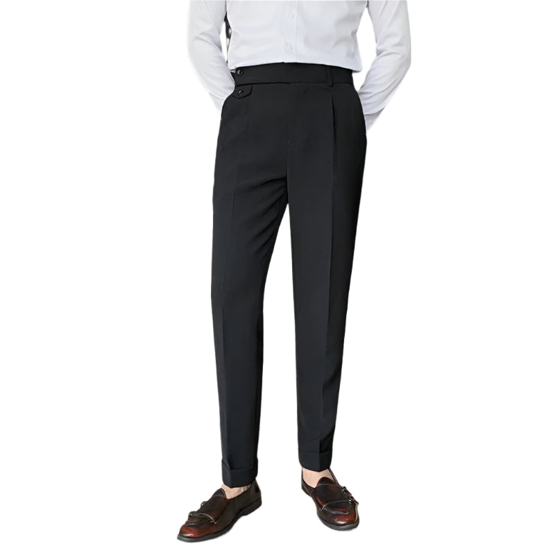 Heren modieuze zakelijke casual formele broek effen kleur hoogwaardige slanke pasvorm draperend effect heren casual broek