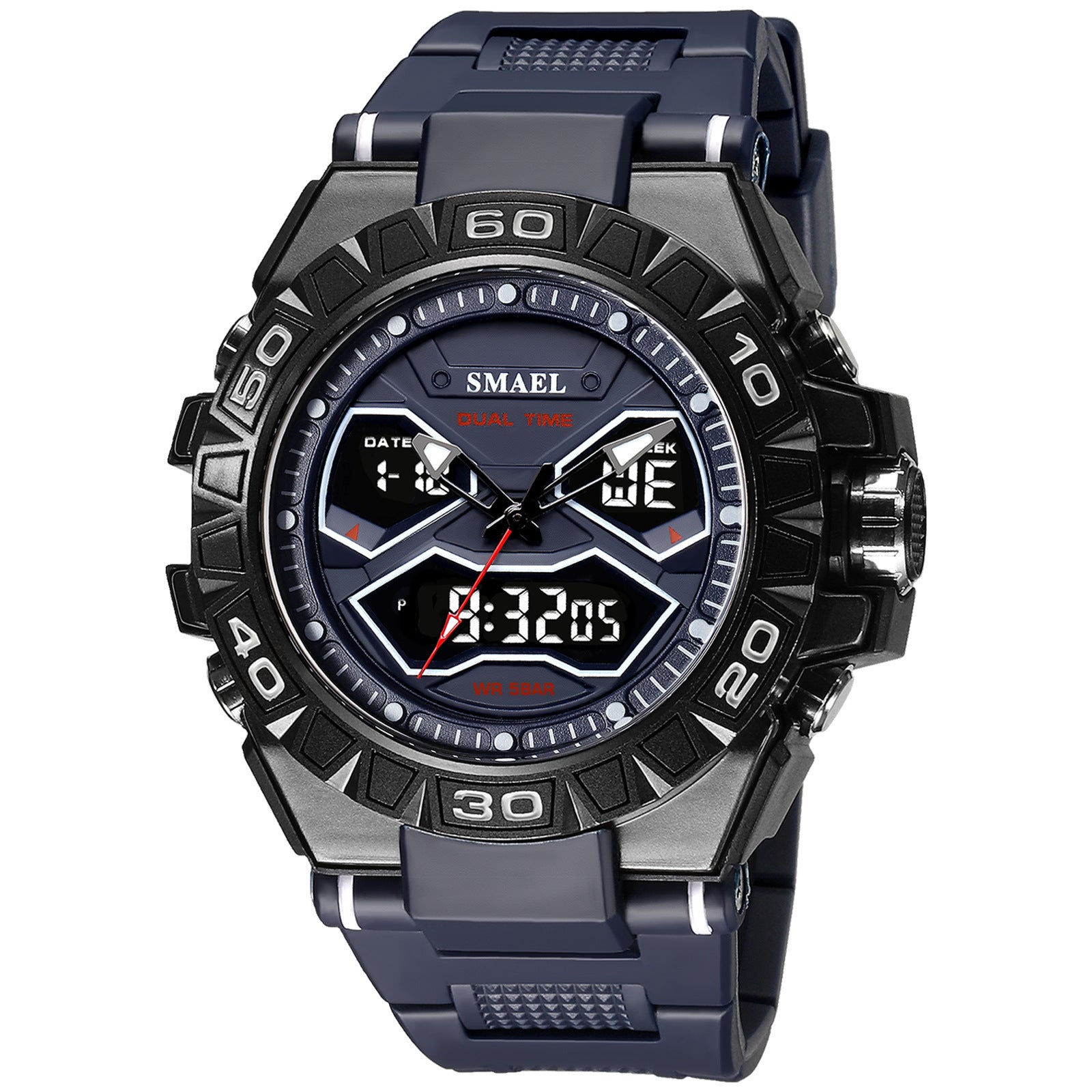 Orologio al quarzo luminoso impermeabile con doppio display