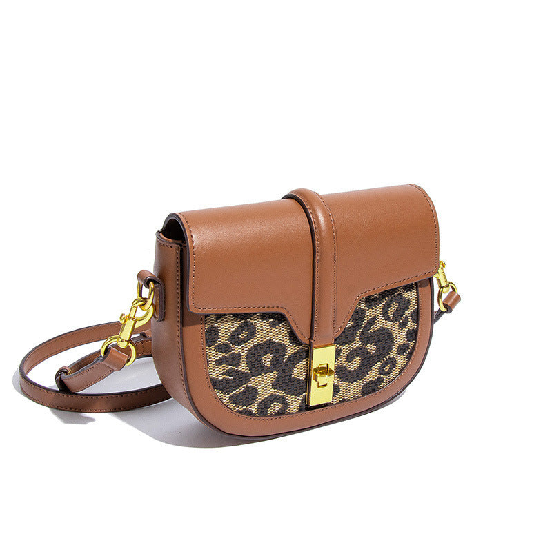 Dames schoudertas luipaardprint mode enkele schouder crossbody tas slot gesp leren dames schoudertas