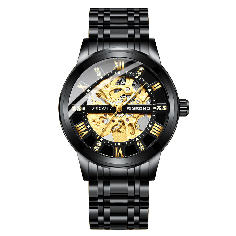 Men's Automatic Mechanical Watch Hollow Luminous Waterproof Simple Fashion Top Brand Stainless Steel Men's Watch - Acquisti Online