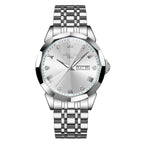 NIBOSI 2623 Orologio di lusso da uomo con specchio a rombo, automatico, data, settimana, impermeabile, orologio da polso luminoso