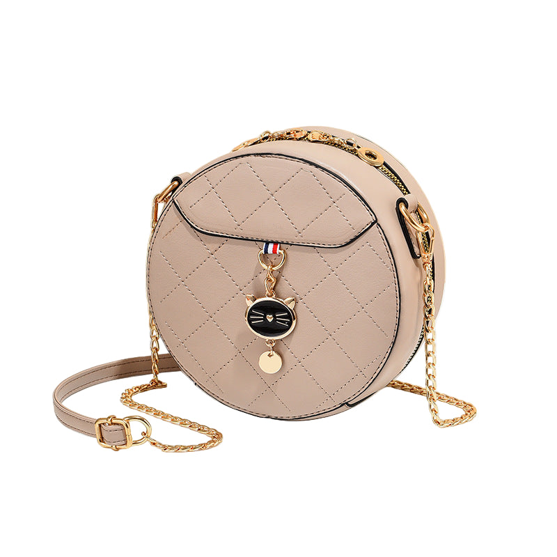 Kleine ronde tas voor dames, grote capaciteit, schoudertas voor dames, modieuze kettingriem, crossbodytas voor dames