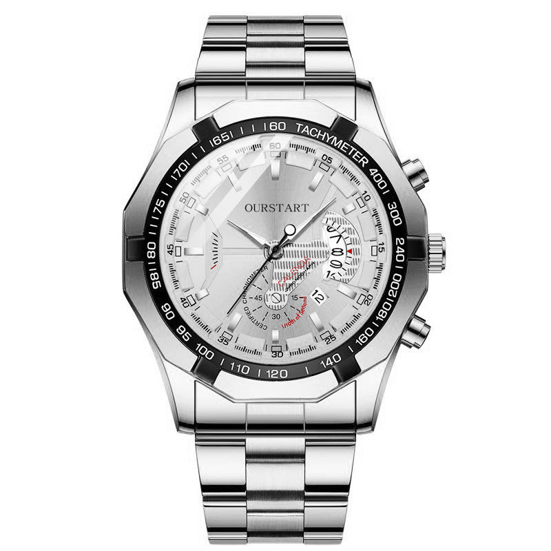 Man Business Casual Fashion Watch Automatic Quartz Movement Leather Band Business Men Watch - Acquisti Online