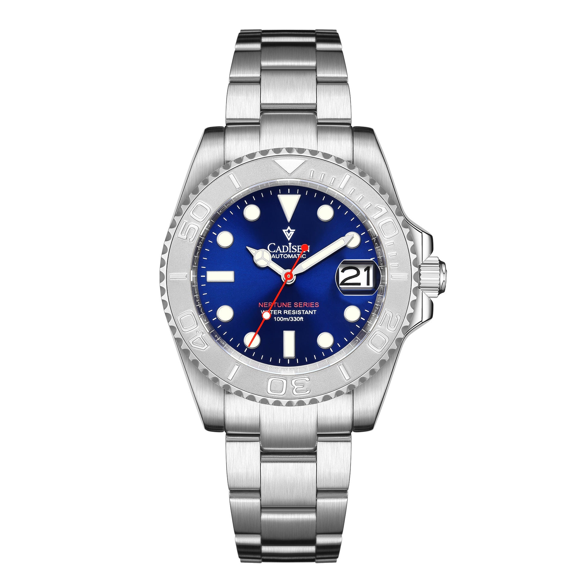 CADISEN Orologi meccanici da uomo di alta marca, orologio automatico di lusso in zaffiro NH35, orologio Yacht-Master 40 in acciaio inossidabile, orologio meccanico luminoso
