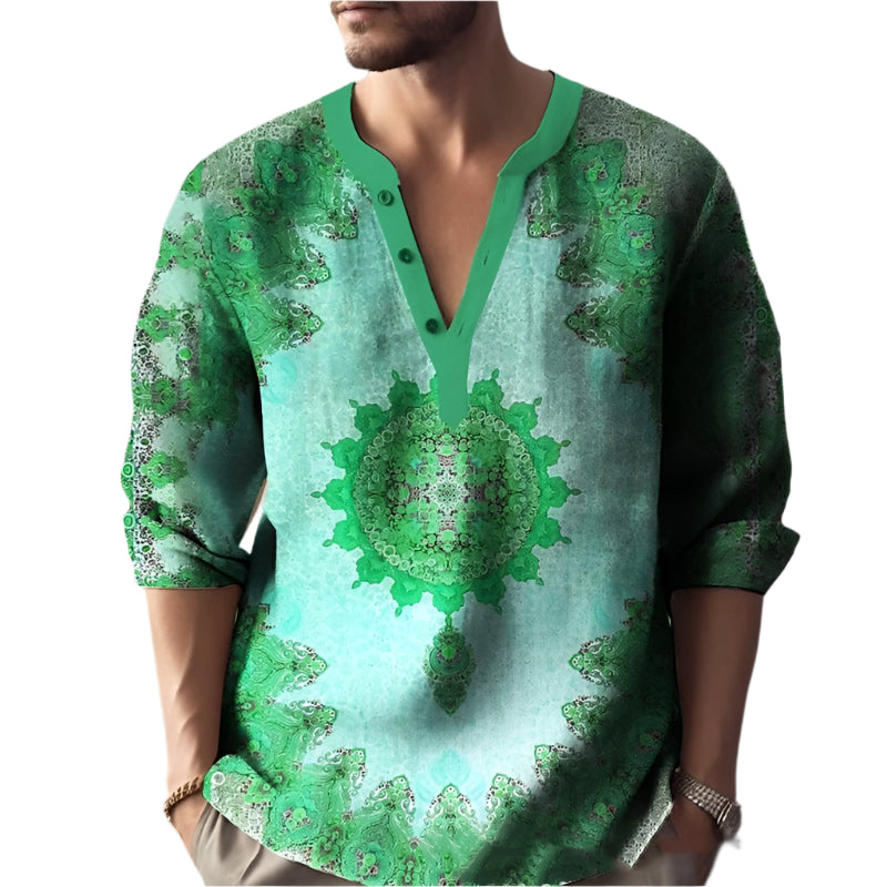 Bedrukte casual V-hals heren losse jacquard trui lange mouw