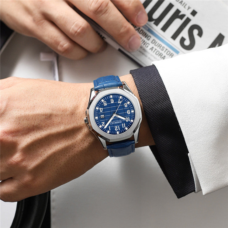 Orologio da uomo CRRJU 5022 casual da lavoro con cinturino in pelle