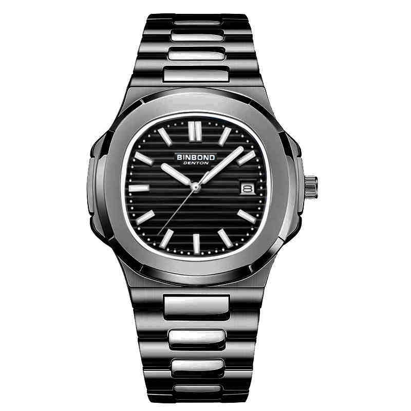 Men's Simple Watches Analogue Quartz Wrist Watch Leisure Waterproof Watch Date Calendar Luminous Watch with Stainless Steel Strap for Men