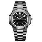 Men's Simple Watches Analogue Quartz Wrist Watch Leisure Waterproof Watch Date Calendar Luminous Watch with Stainless Steel Strap for Men