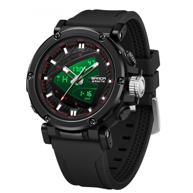 Sanda 9052 Durable Outdoor Men's Analog Digital Watch Vibration Sports Watch Men's Fashion Waterproof Electronic Watch