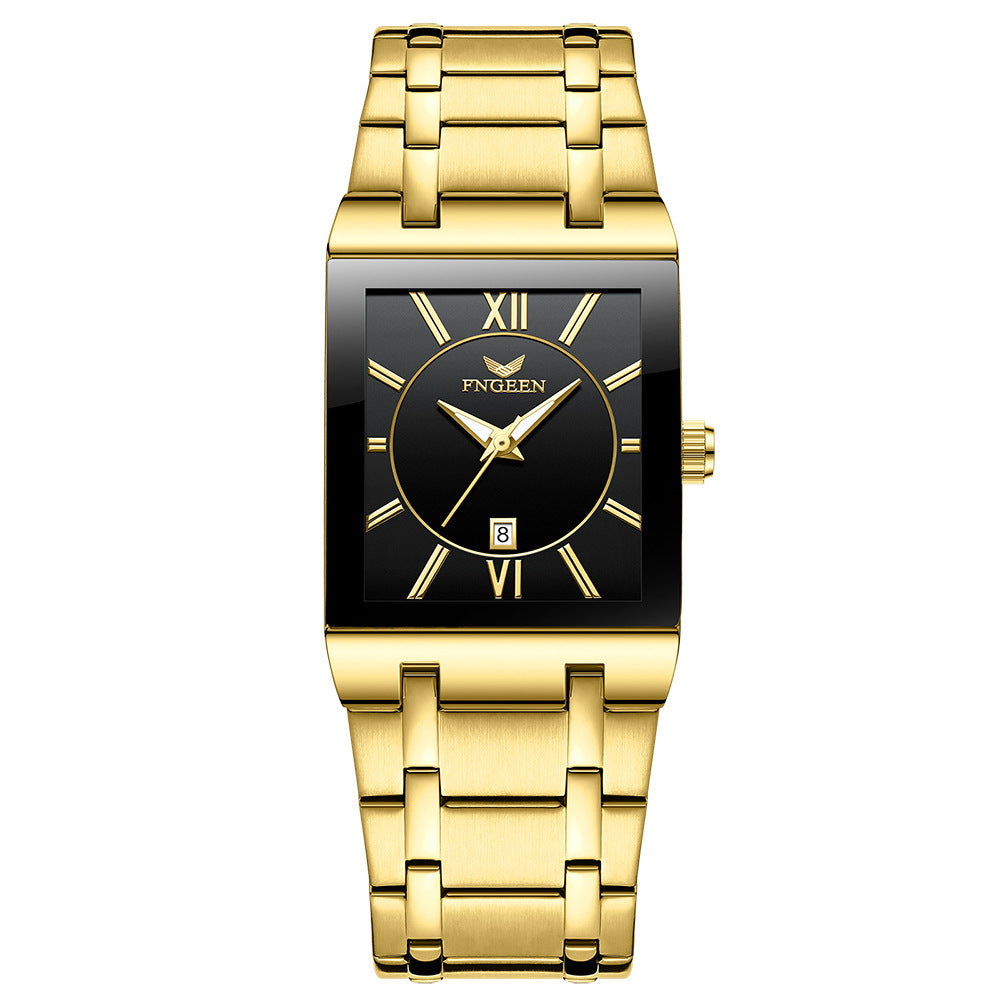 Men's Square Waterproof Band Calendar Quartz Watch