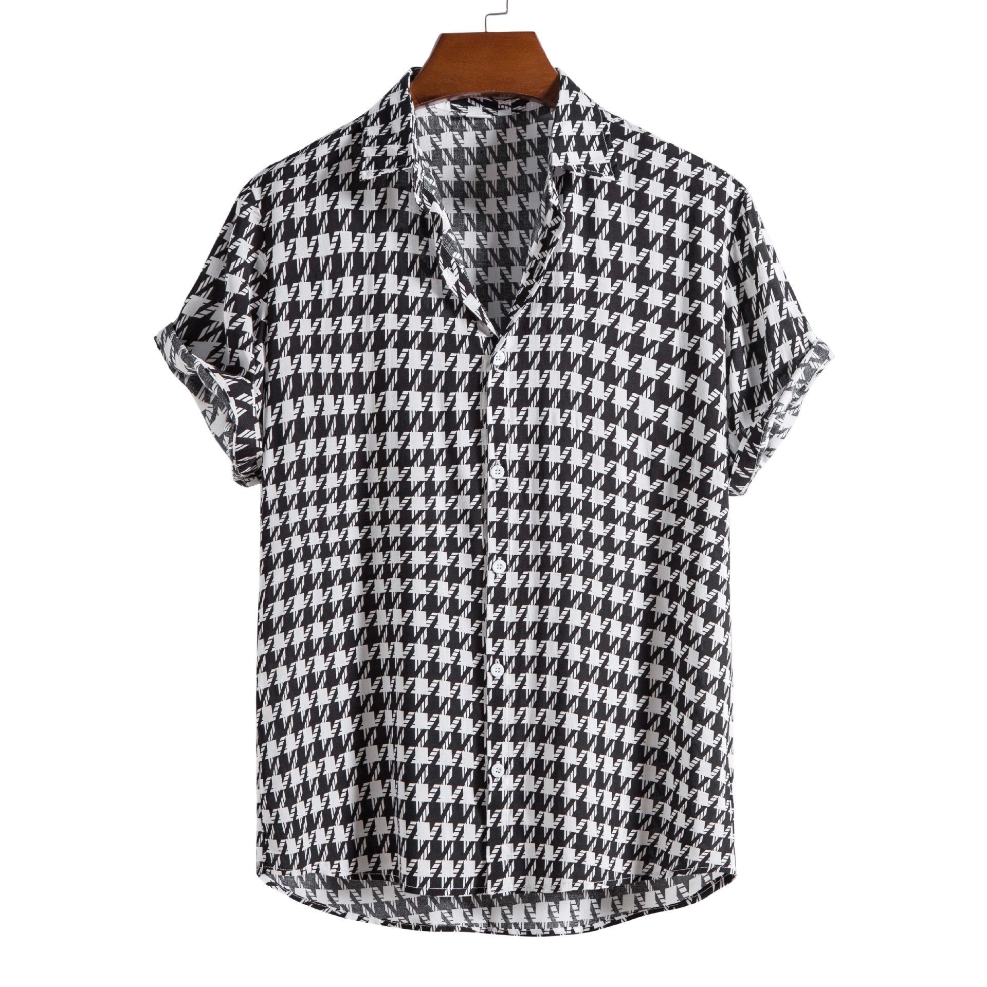 Men's Fashionable Casual Shirt Short Sleeve Striped Shirt Cotton Fabric Formal Shirts Digital Printing Men's Casual Shirt