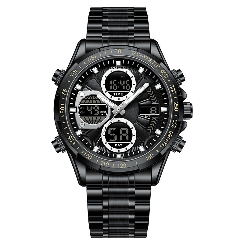 Orologio da uomo di lusso di alta marca, al quarzo, digitale, militare, sportivo, da polso in vera pelle.