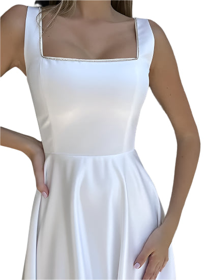 Women's Square Collar Low Collar Sleeveless Long Dress Fashionable Elegant style Sleeveless Women's Long Dress