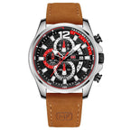 Men's Watch Top Brand Luxury Quartz Fashion Casual Wristwatch Brown Leather Strap Chronograph Relogio Masculino Wristwatch