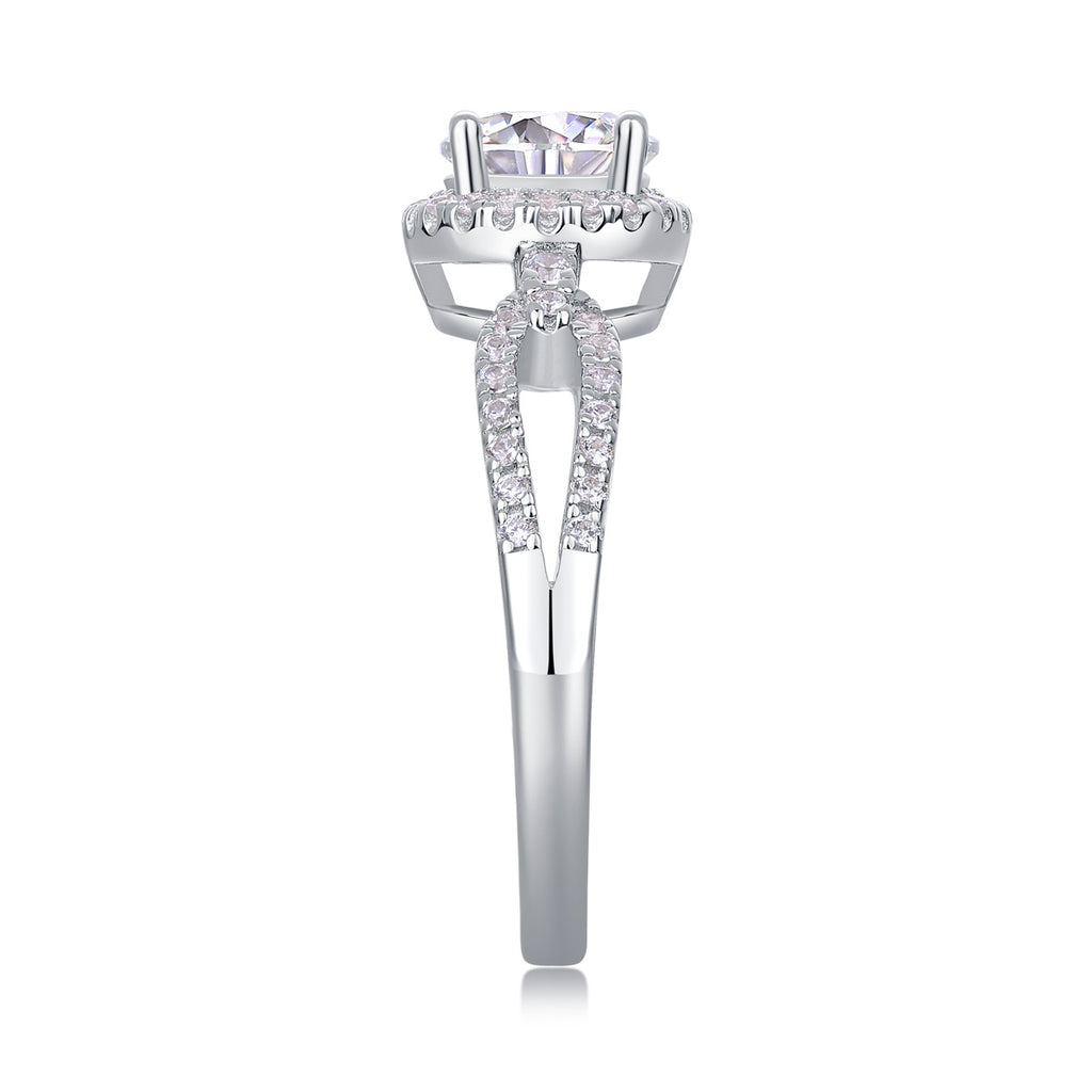 Luxury Fashion Large Diamond Wedding Ring With Moissanite Silver Ring