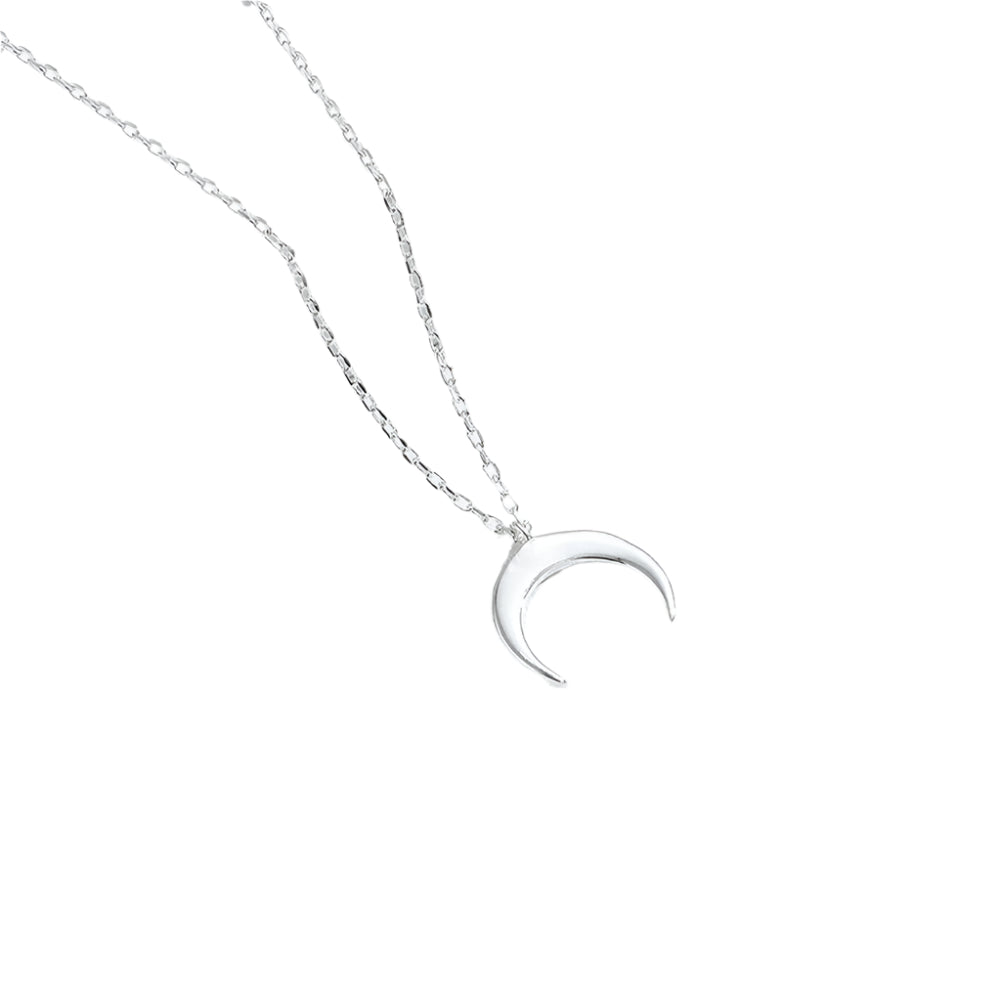 Simple Moon Pendant Sterling Silver Clavicle Chain