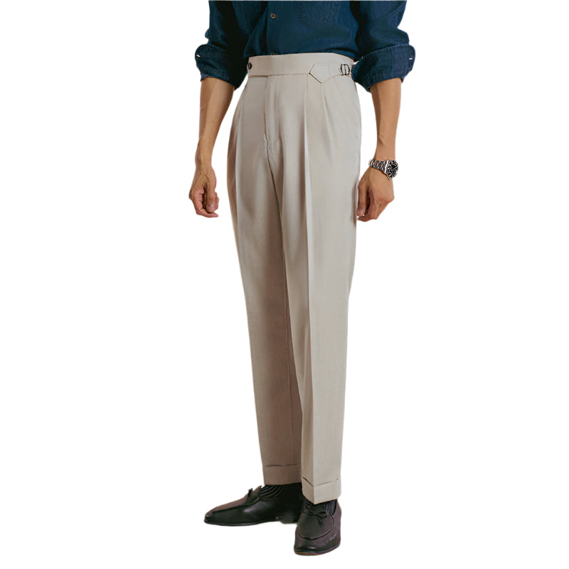 Men's Fashionable New Business Italian Style Naples Formal High Waisted Design Straight Leg Long Men's Formal Pants