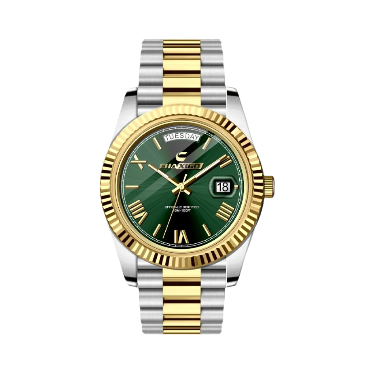 CHAXIGO Men's Watch Steel Three Hands Large Dial with Date Luminous Waterproof Quartz Watch - Acquisti Online