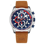 Men's Watch Top Brand Luxury Quartz Fashion Casual Wristwatch Brown Leather Strap Chronograph Relogio Masculino Wristwatch