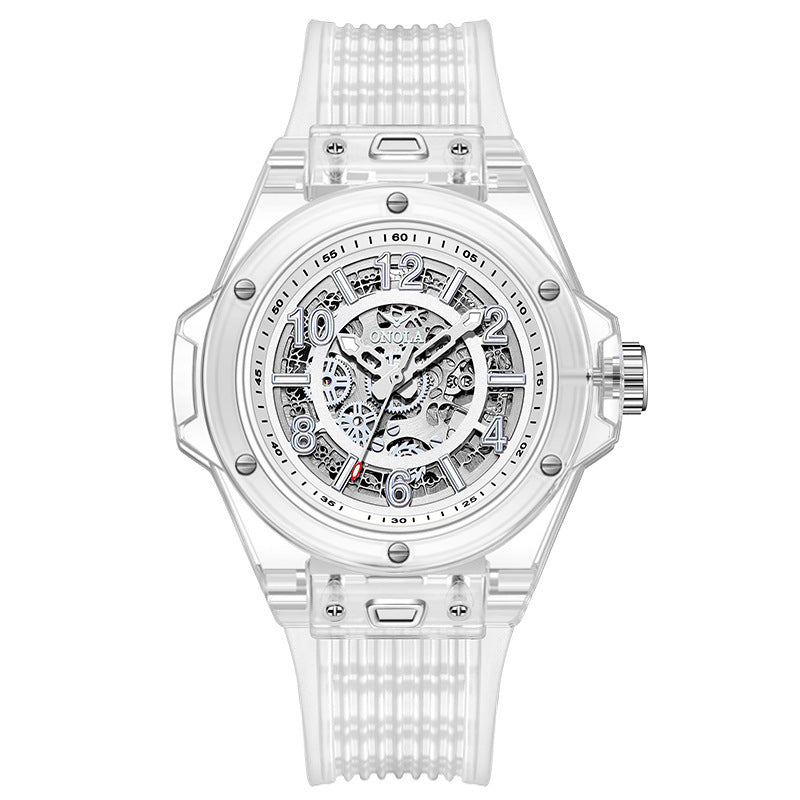Men's Automatic Mechanical Watch Combines Precision Engineering With a Sleek, transparent design Rubber Belt  Watch - Acquisti Online