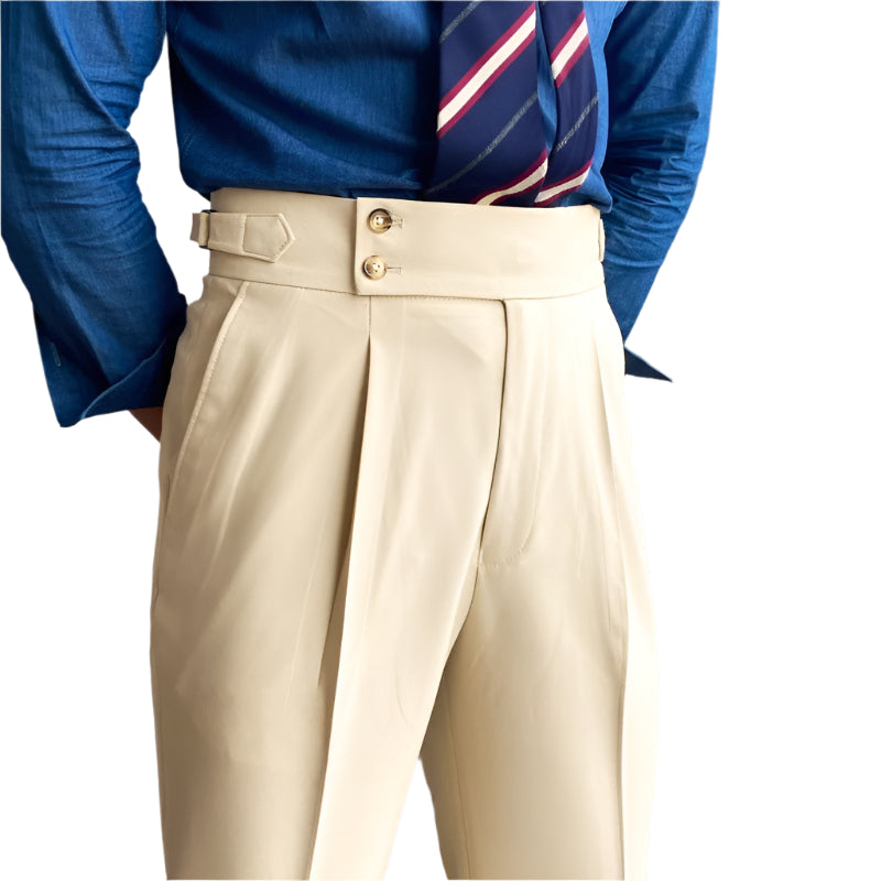 Men's Fashionable Business Casual Formal Pants Solid Color High Waist Straight Men's Business Suit Casual Pants - Acquisti Online