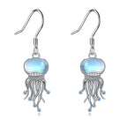 Sterling Silver Ocean Jellyfish Moonstone Dangle Earrings Jewelry