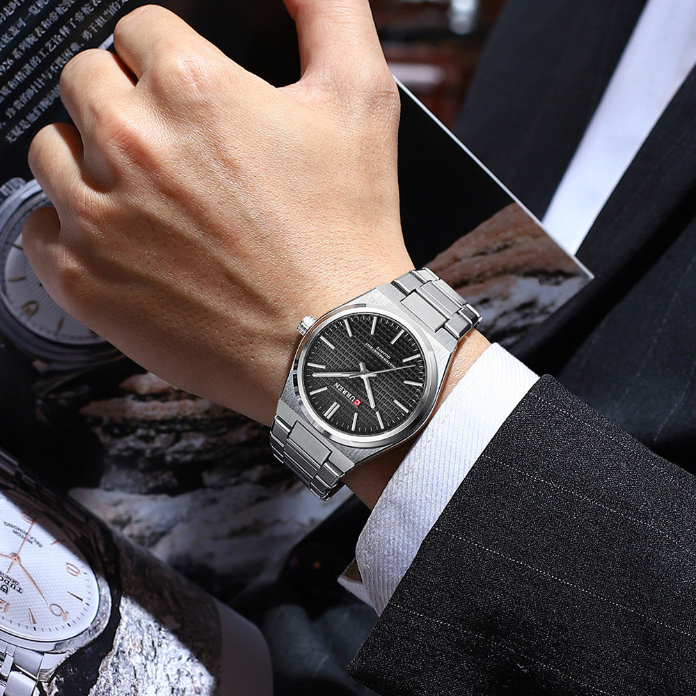 Orologio da uomo Curren, casual da lavoro, con movimento automatico al quarzo, impermeabile, con cinturino in acciaio