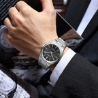 Orologio da uomo Curren, casual da lavoro, con movimento automatico al quarzo, impermeabile, con cinturino in acciaio