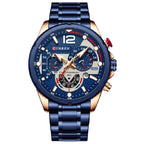 Multifunctioneel lichtgevend stalen quartzhorloge voor heren