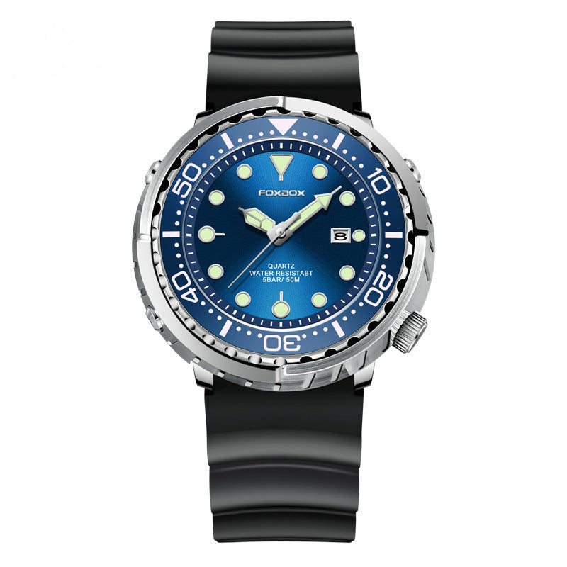 FOXBOX Orologio subacqueo da uomo di alta marca, impermeabile fino a 50 atmosfere, con data e orologio sportivo, orologio da polso al quarzo da uomo