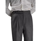 Autumn Wool Blended Single Pleated Striped Suit Men's Pants