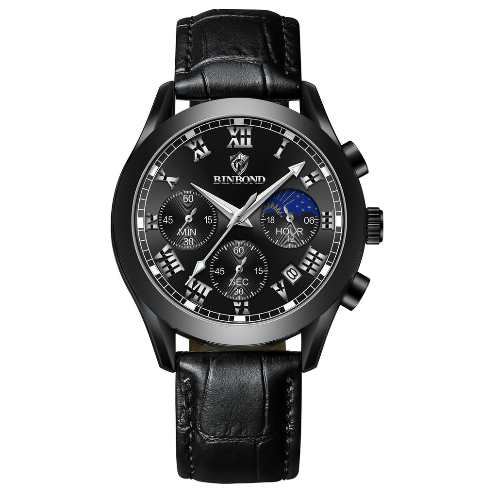 BINBOND Luxury Quartz Watch for Men Fashion Business Calendar Minimalist Wristwatch Sport Leather Watches Man Waterproof Luminous Men's Watch - Acquisti Online