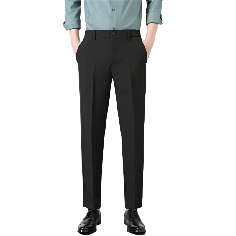 Heren modieuze zakelijke casual formele broek effen kleur polyester rits gulp micro elasticiteit heren casual formele broek