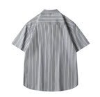 Men's Fashionable Casual Shirt Short-sleeved Shirt Regular Fit Cardigan Leisure Striped Casual Men's Stylish Shirt