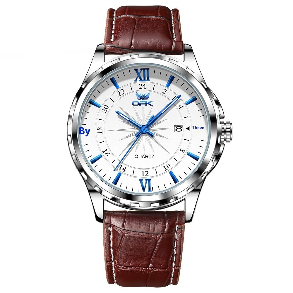 Orologio da uomo al quarzo OPK Elite, moda, business, impermeabile, luminoso, orologio da uomo di lusso, con cinturino in pelle.
