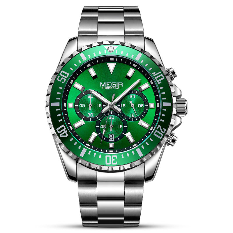 MEGIR MG2064 Fashion Business Chronograp Steel Band Man Watch