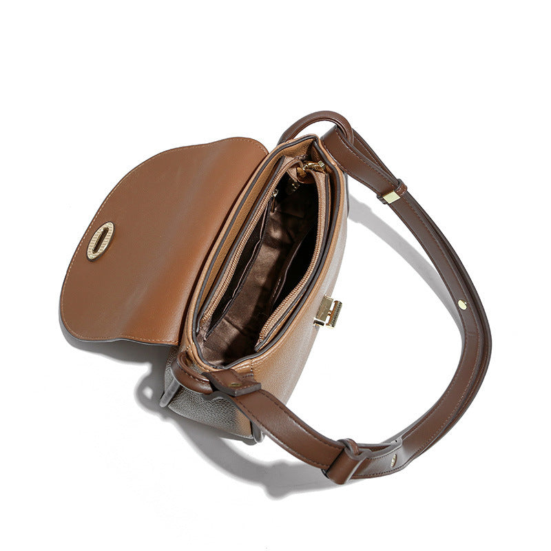 Women's Crossbody Bag Half Round Lock One Shoulder Flap Women's Shoulder Bag Large Capacity Women Handbag