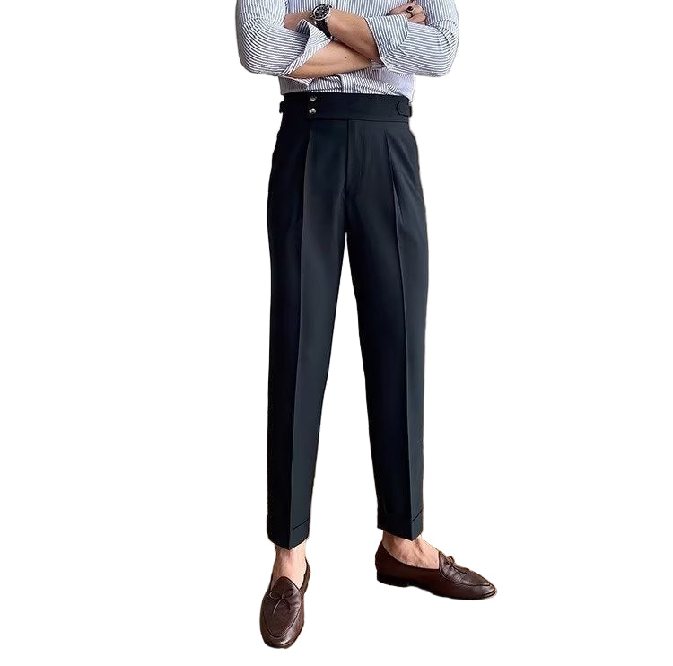 Men's Fashionable Business Casual Formal Pants Solid Color High Waist Straight Men's Business Suit Casual Pants - Acquisti Online