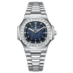 POEDAGAR Fashion Square Watch Men with Date Stainless Steel Quartz Wrist Watch High Quality Waterproof Luminous Men's Watch