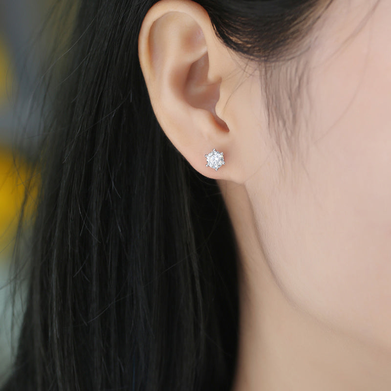 Luxe damesoorbellen van 925 sterling zilver, klassieke oorbellen met zes pootjes, moissanite en diamanten, zilveren oorringen, heupoorbellen.